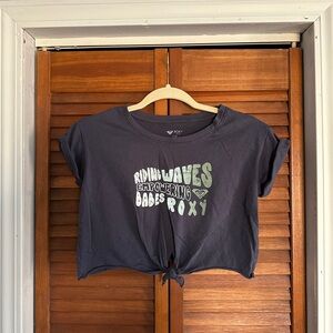 Roxy Dark Blue Crop Top with Graphic Print